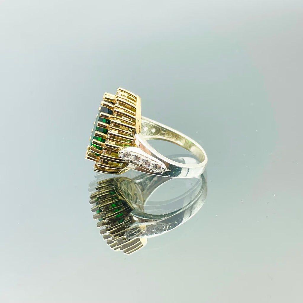 Women Emerald Silver Ring