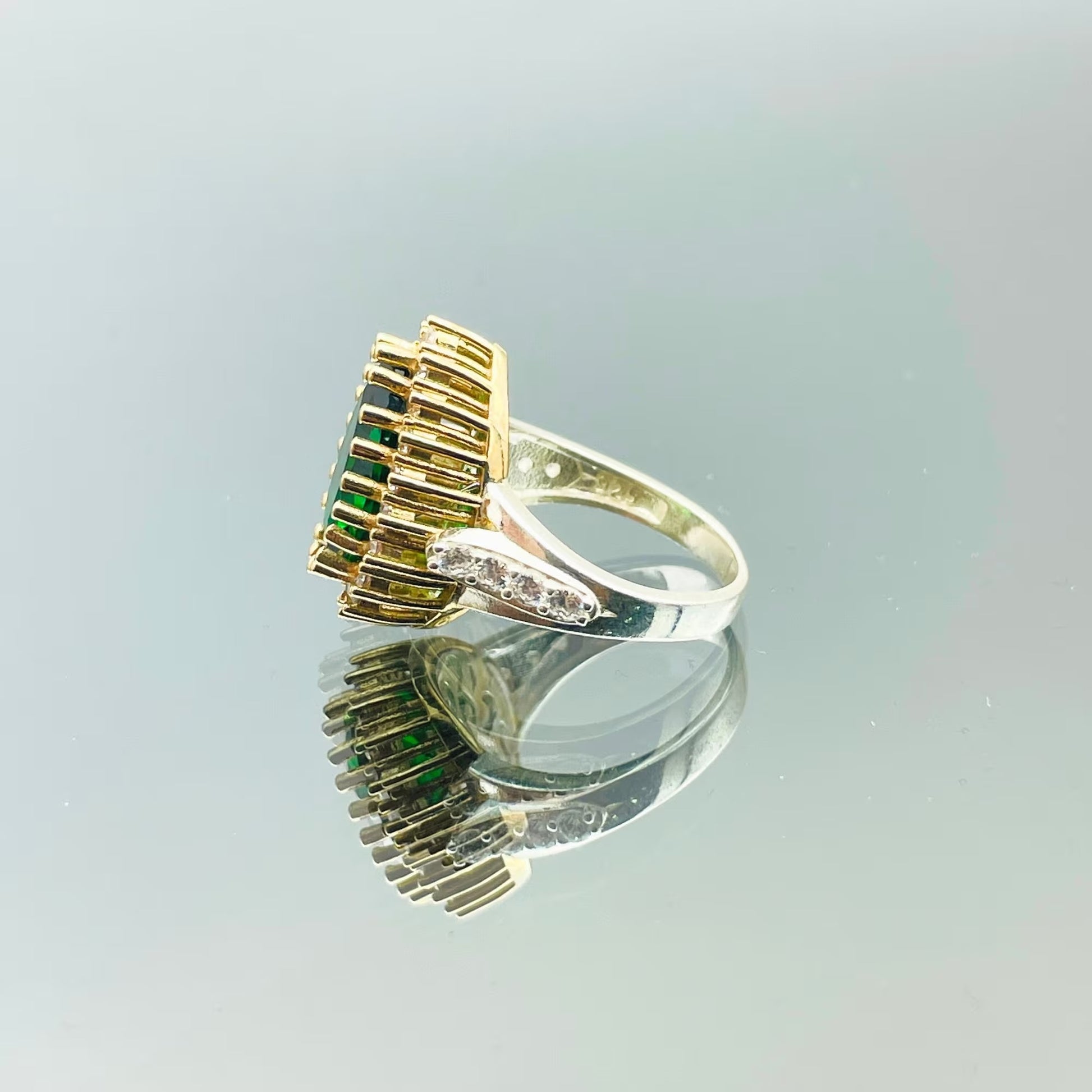 Women Emerald Silver Ring