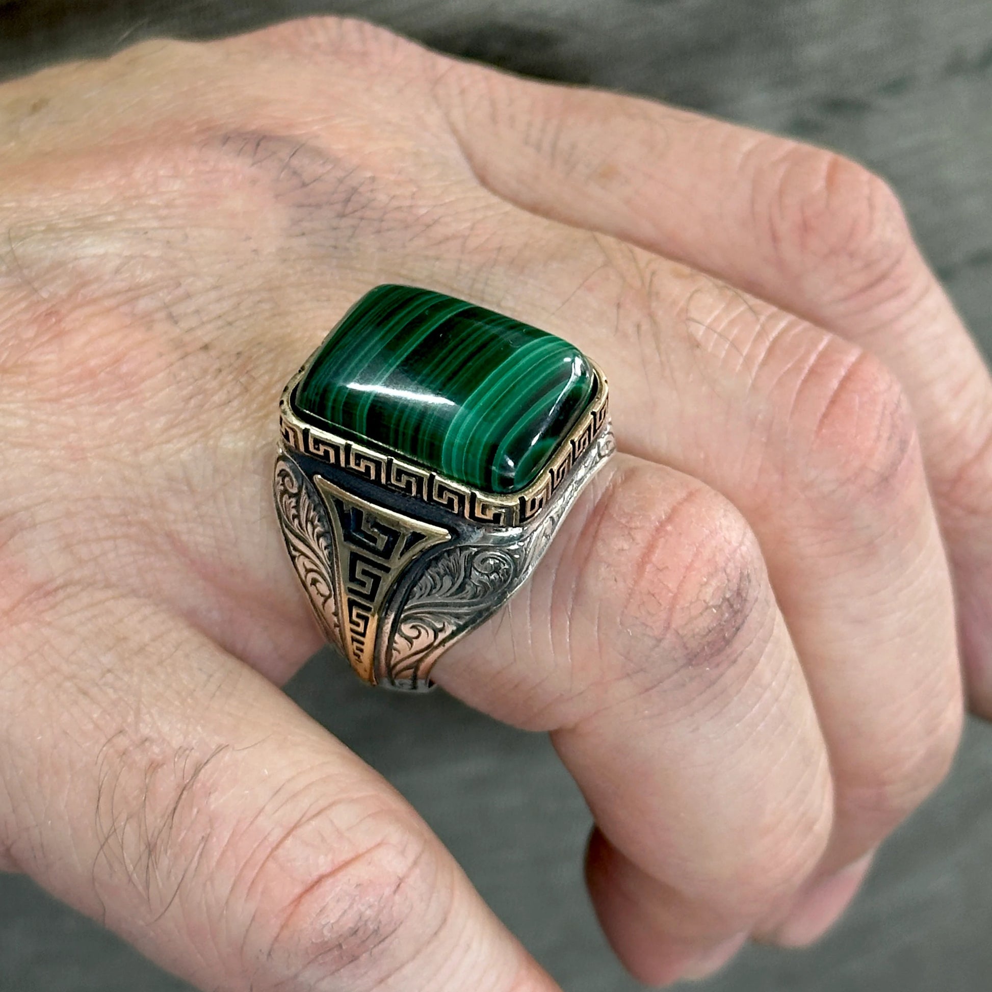 Natural Malachite Gemstone Ring