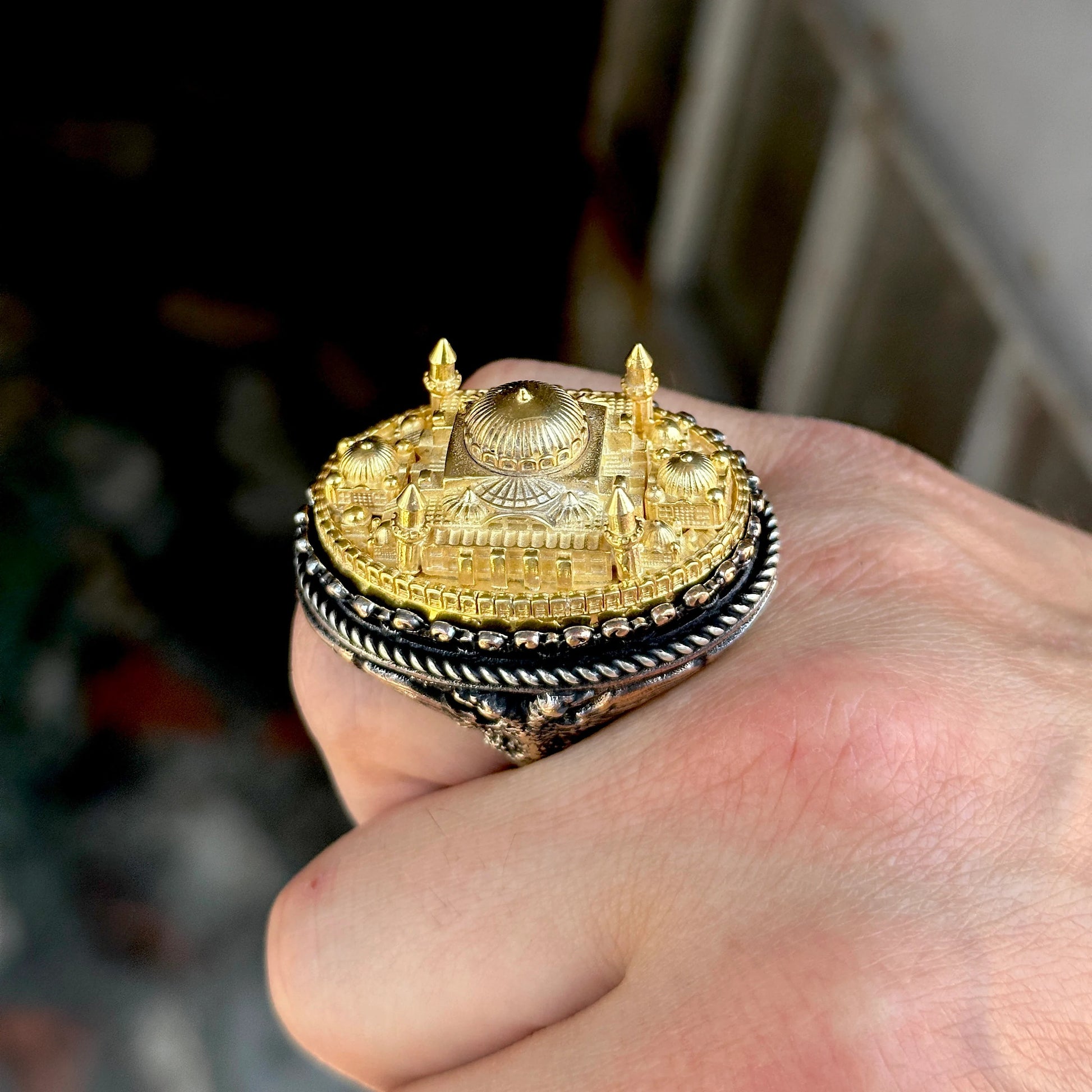 Hagia Sophia Mosque Silver Large Mens Ring