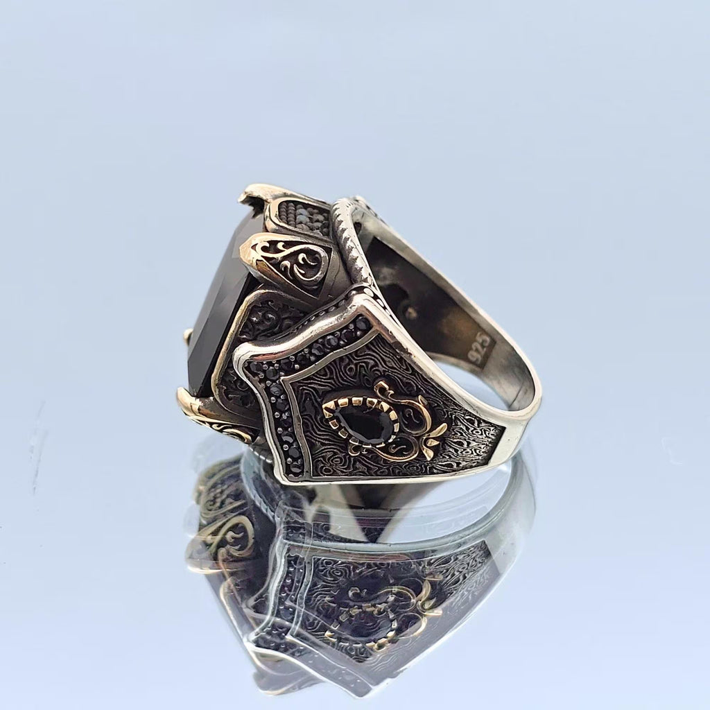 Men Black Onyx Stone Ring