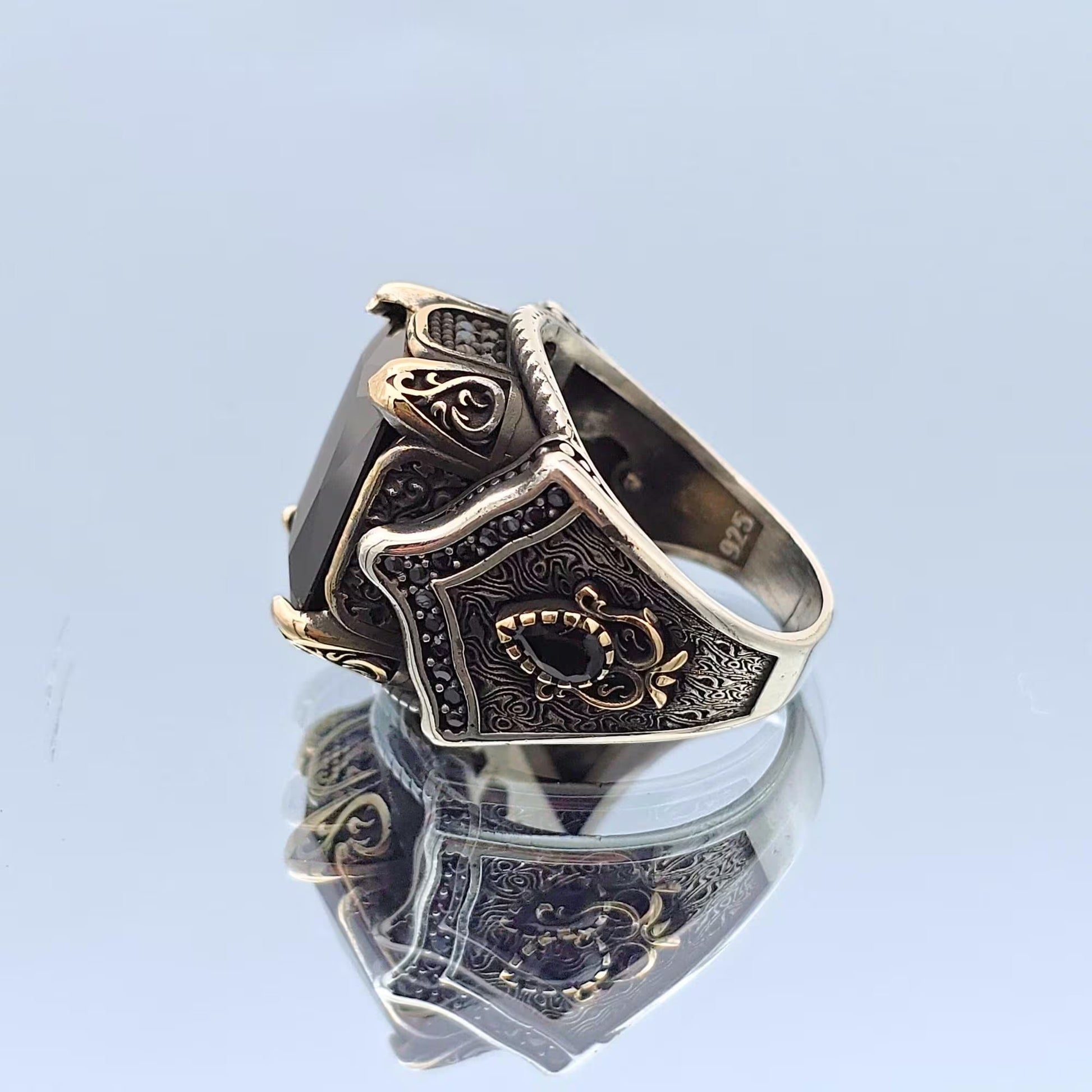 Men Black Onyx Stone Ring