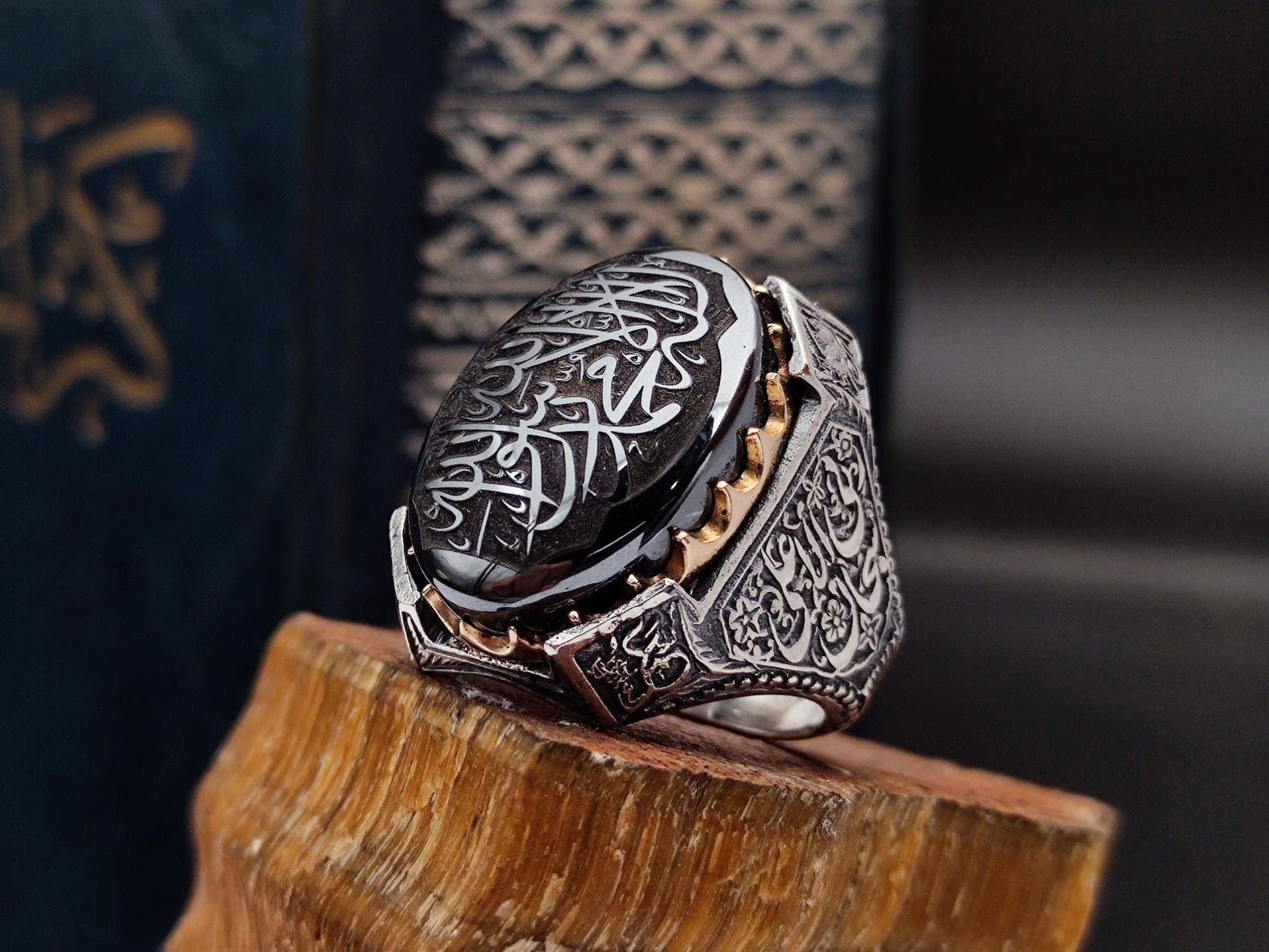 Tevhid Written Islamic Silver Men's Ring,
