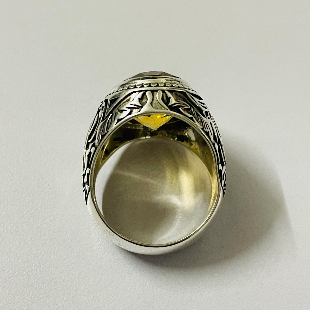 Handmade Citrine Topaz Gemstone Turkish Design Ring