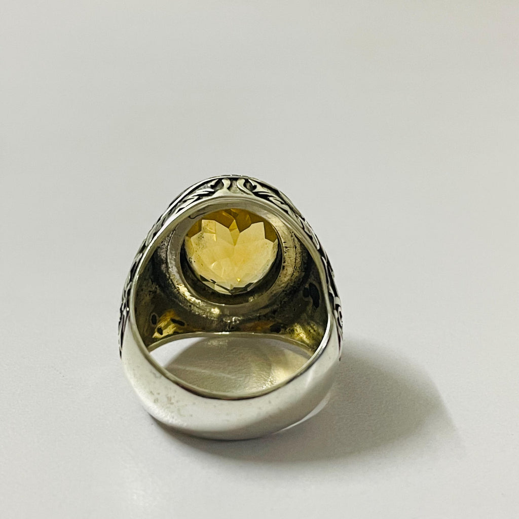 Handmade Citrine Topaz Gemstone Turkish Design Ring