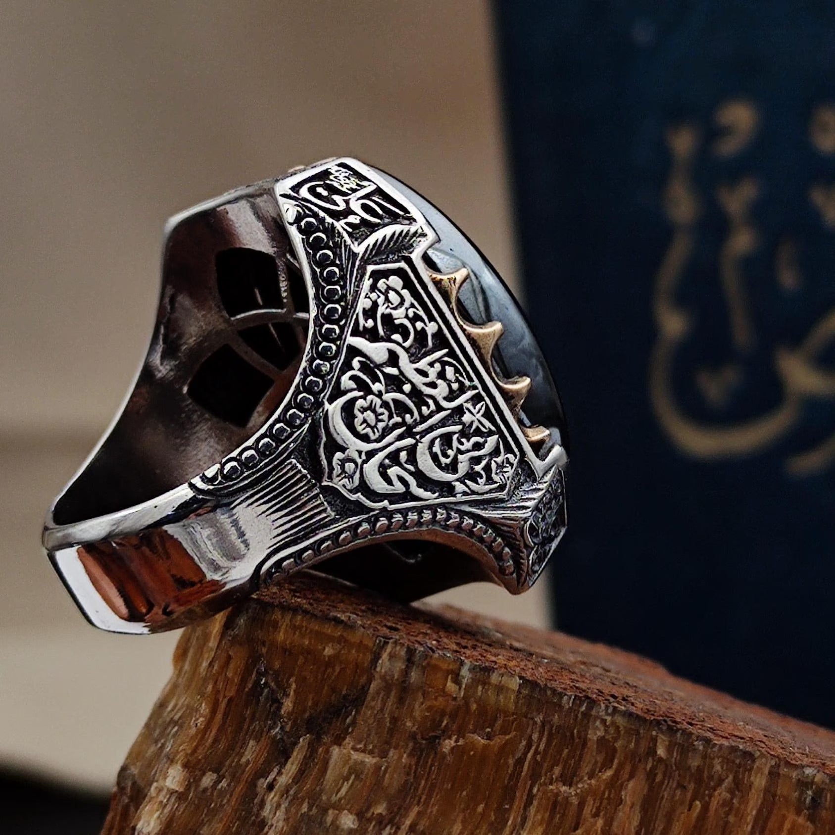 Tevhid Written Islamic Silver Men's Ring,