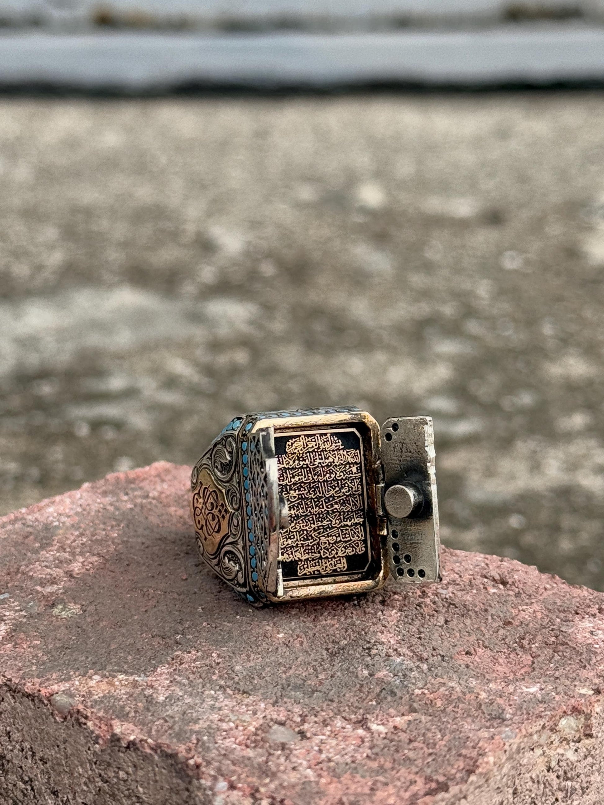 Men Silver Prayer Box Ring