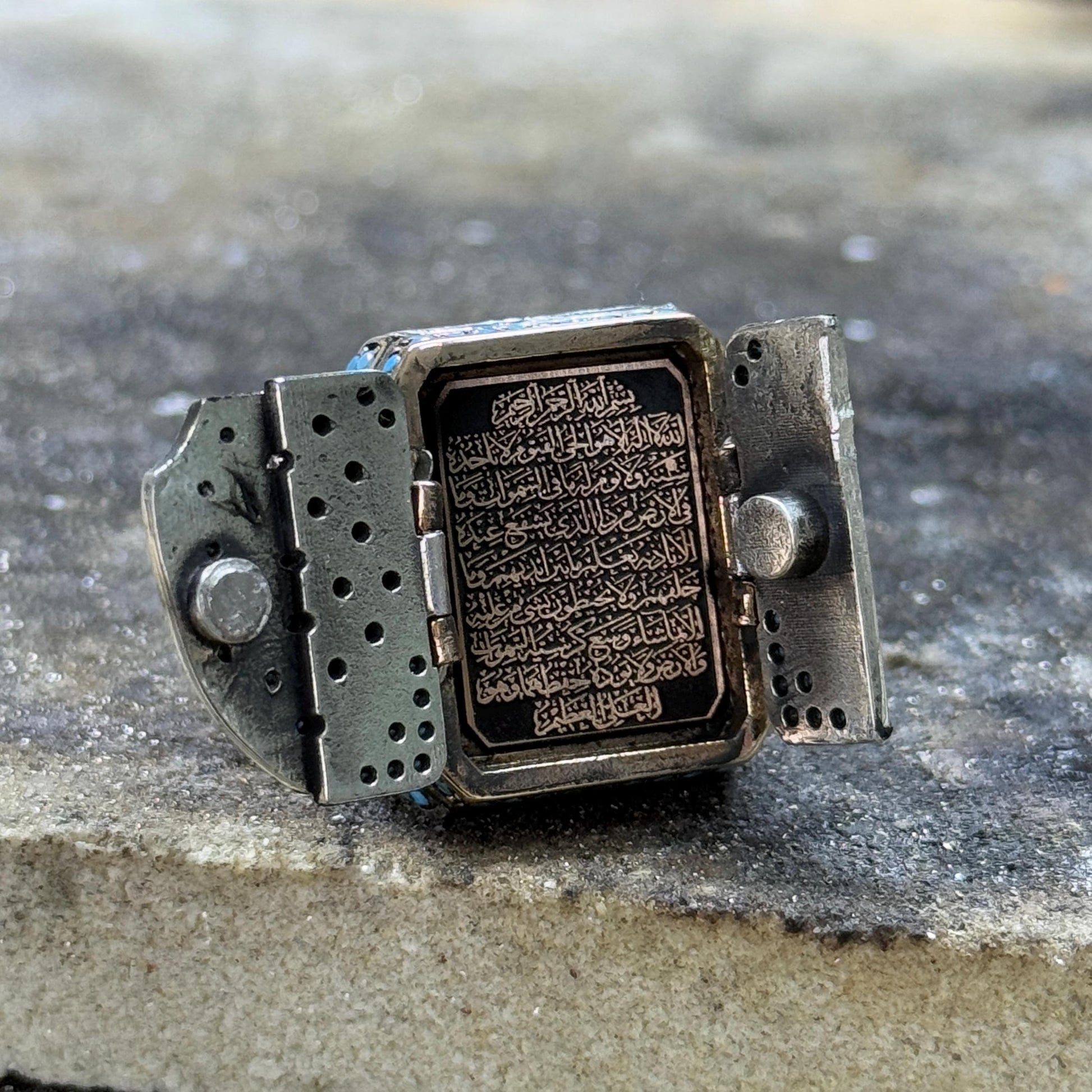 Men Silver Prayer Box Ring