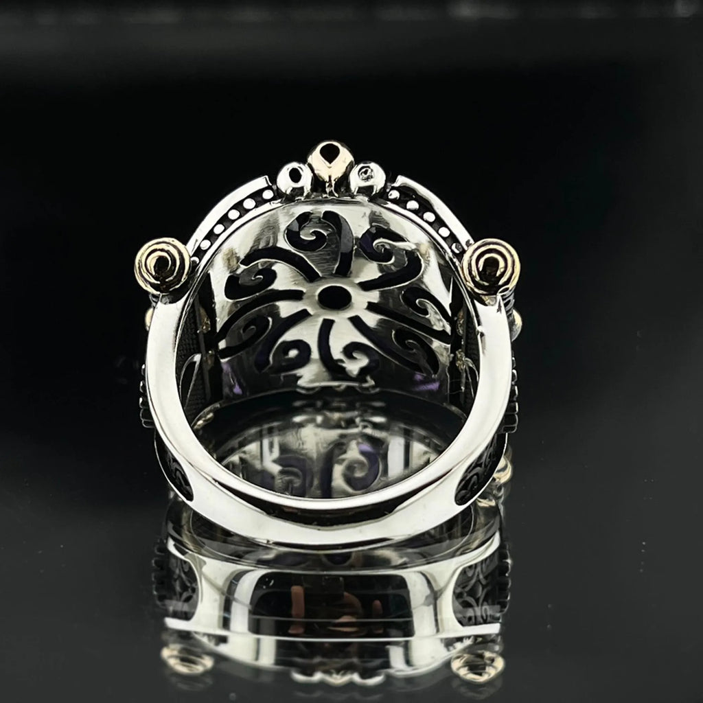 Vintage-Style Amethyst Stone Men Ring