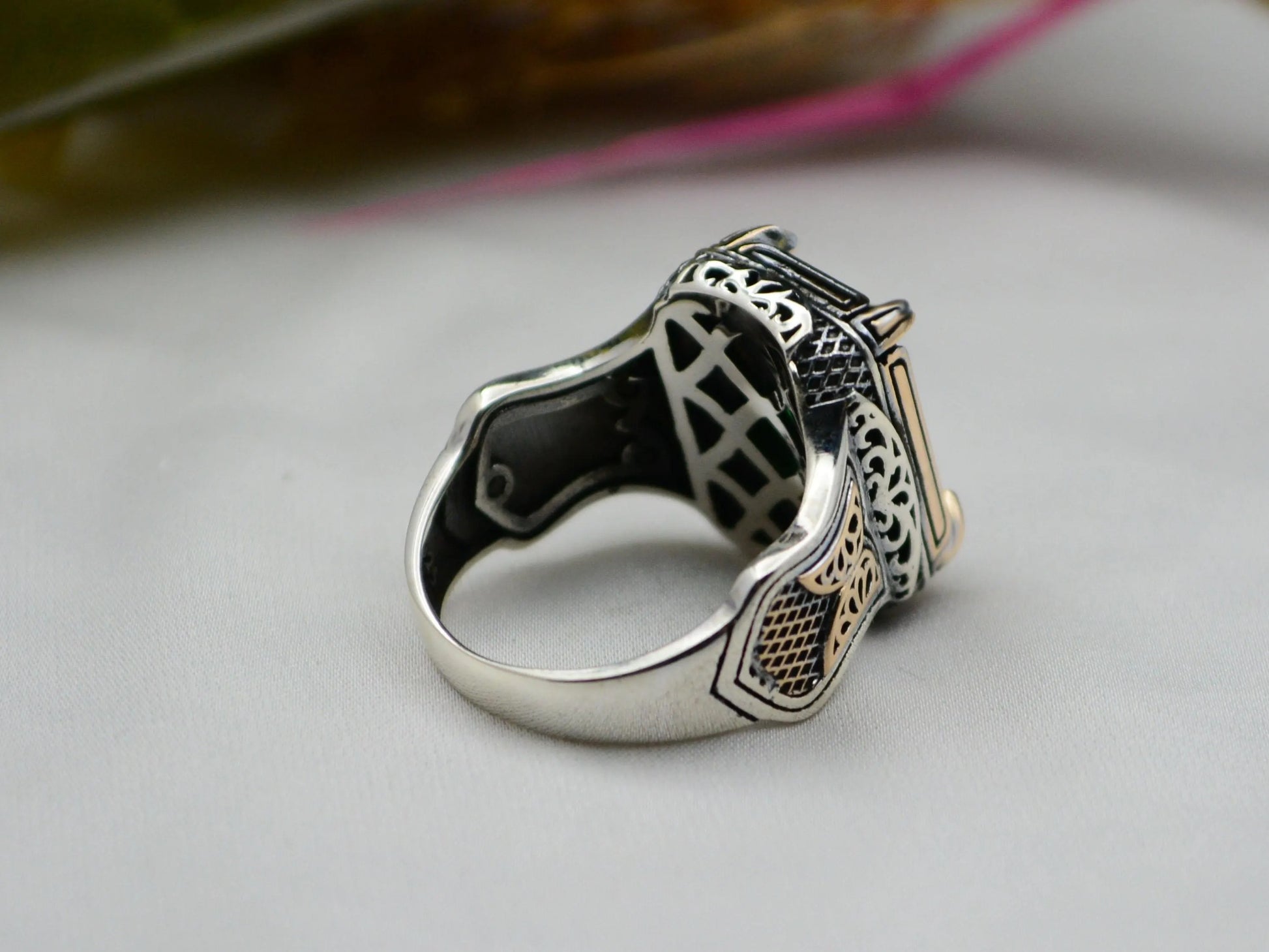 Handmade Emerald 925 Sterling Silver Men's Ring