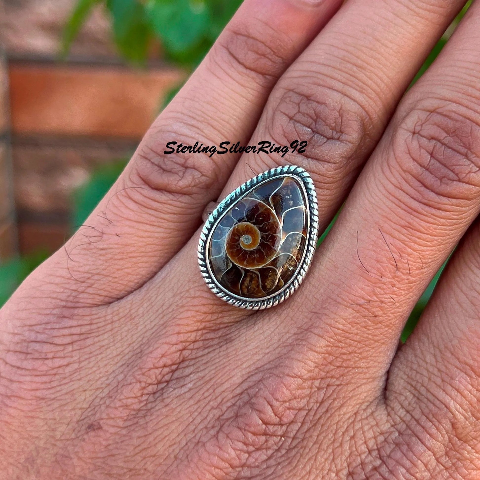 Ammonite Fossil Ring~ 925 Sterling Silver Ring
