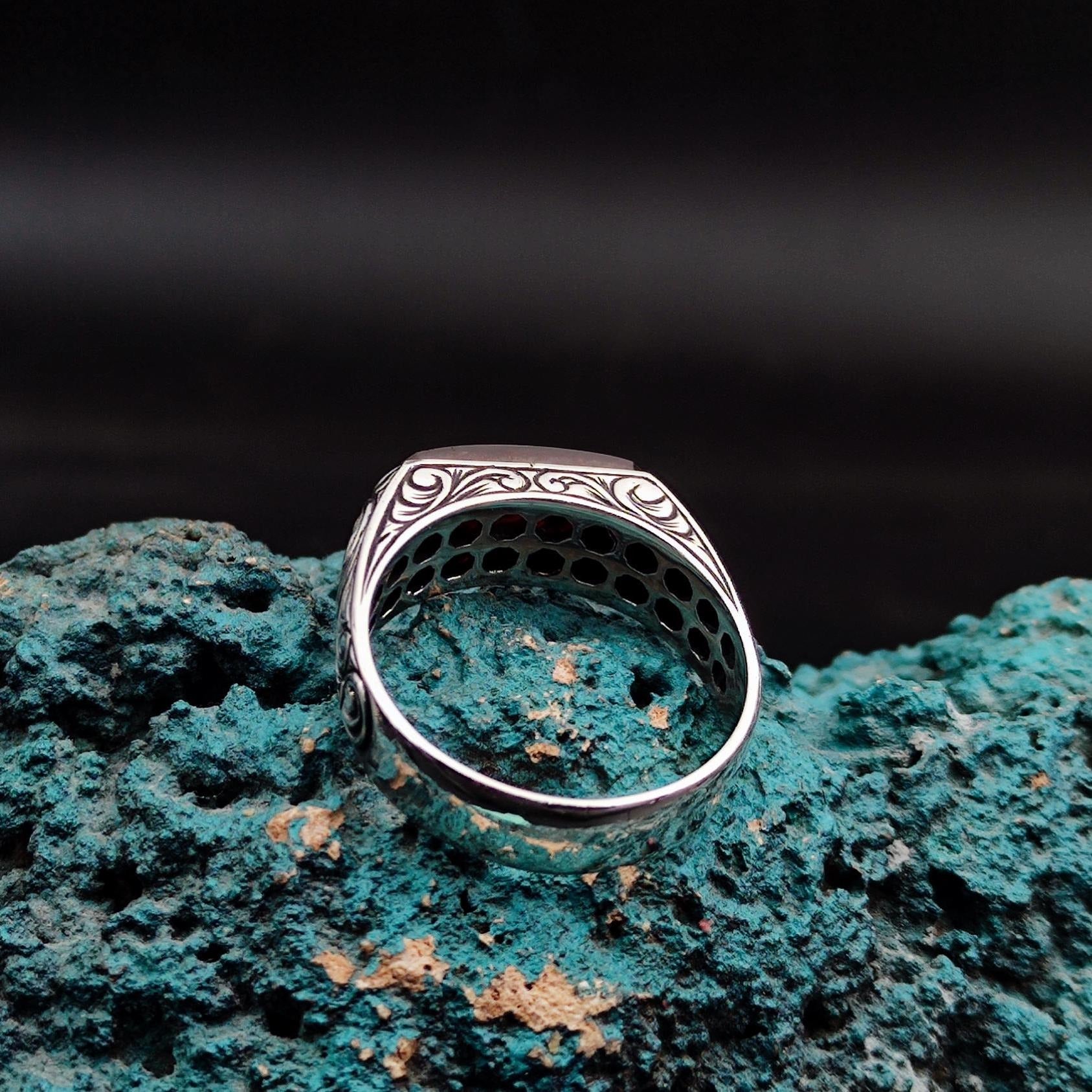 Silver Men's Ring with Kalima Tawhid Written