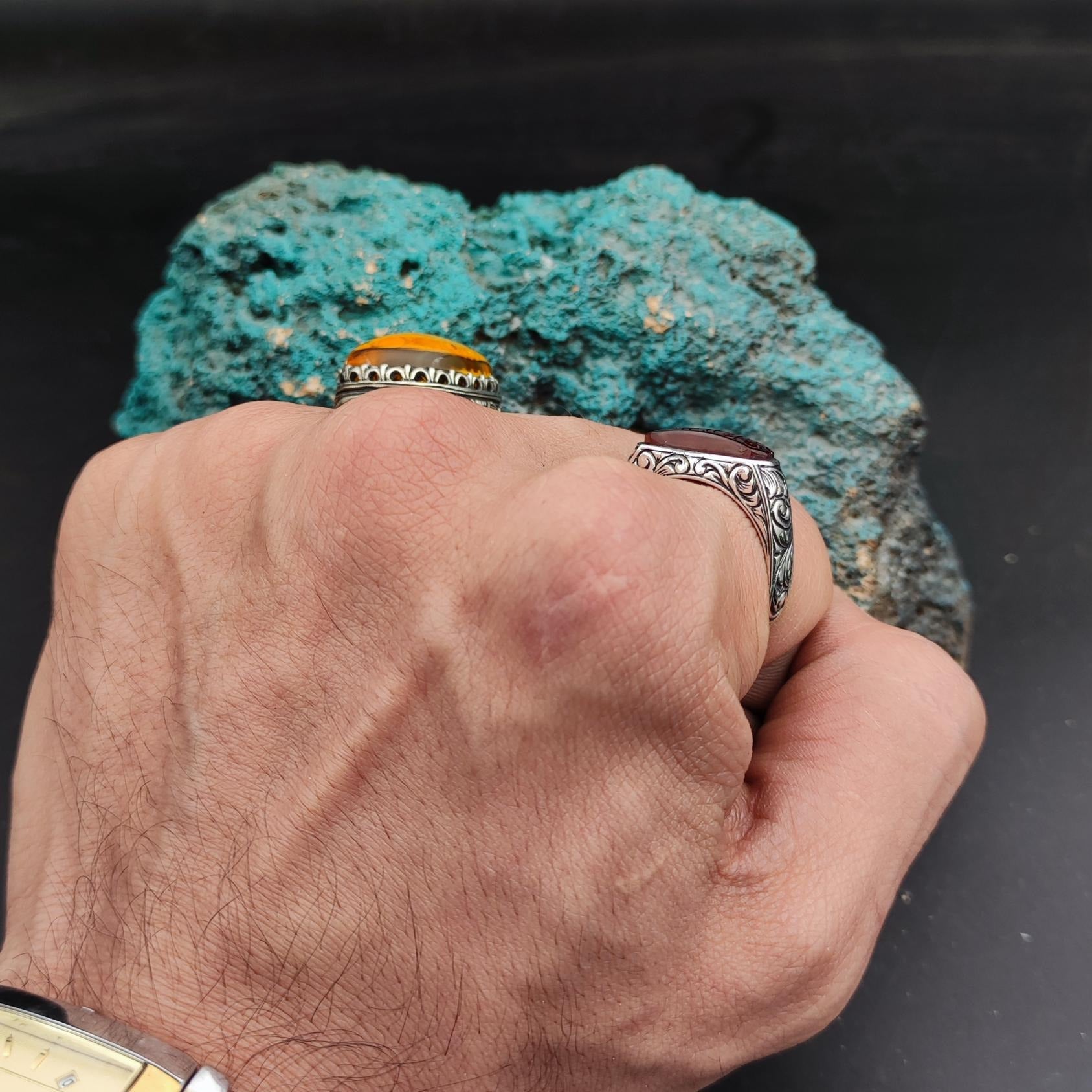 Silver Men's Ring with Kalima Tawhid Written