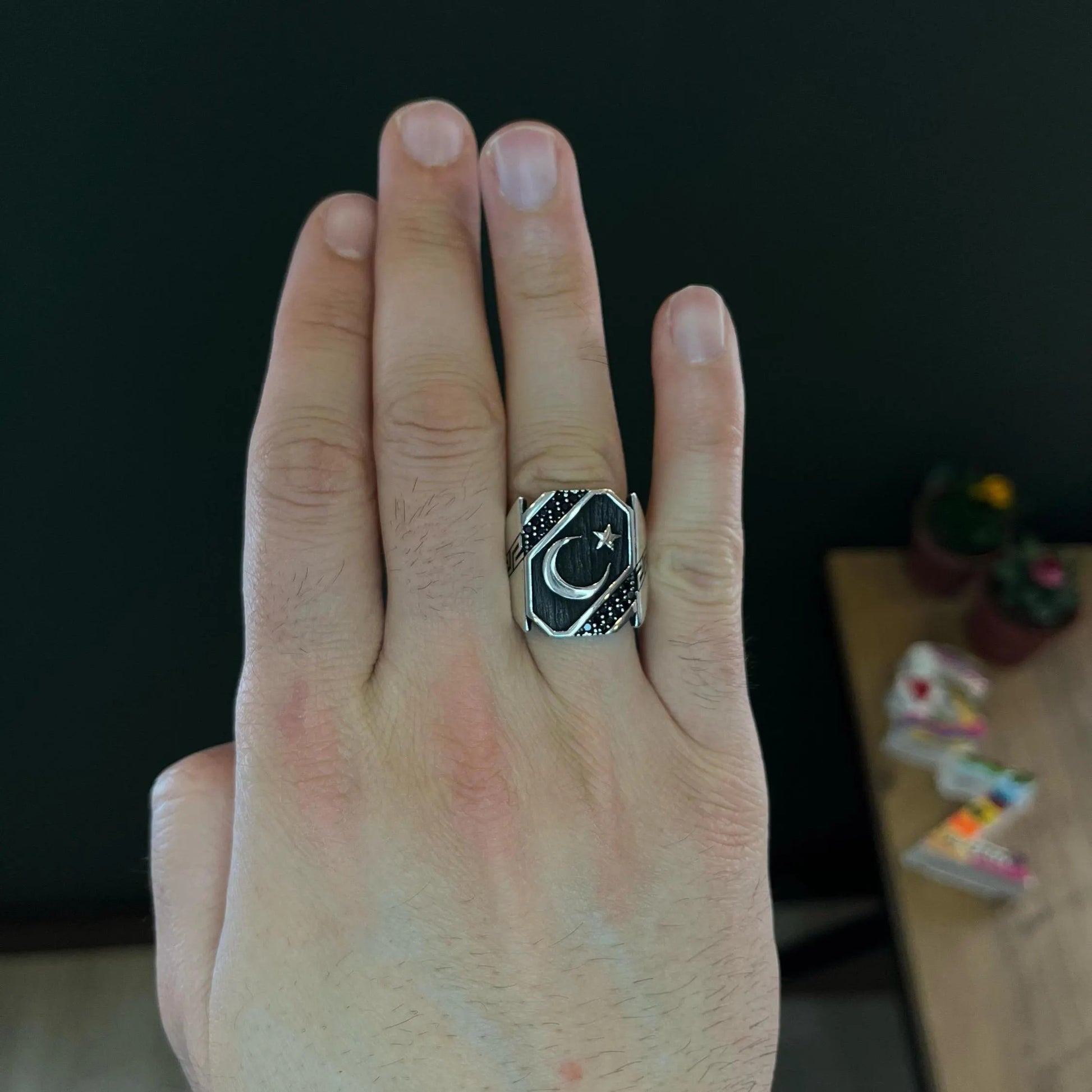 Crescent Star Men's Ring