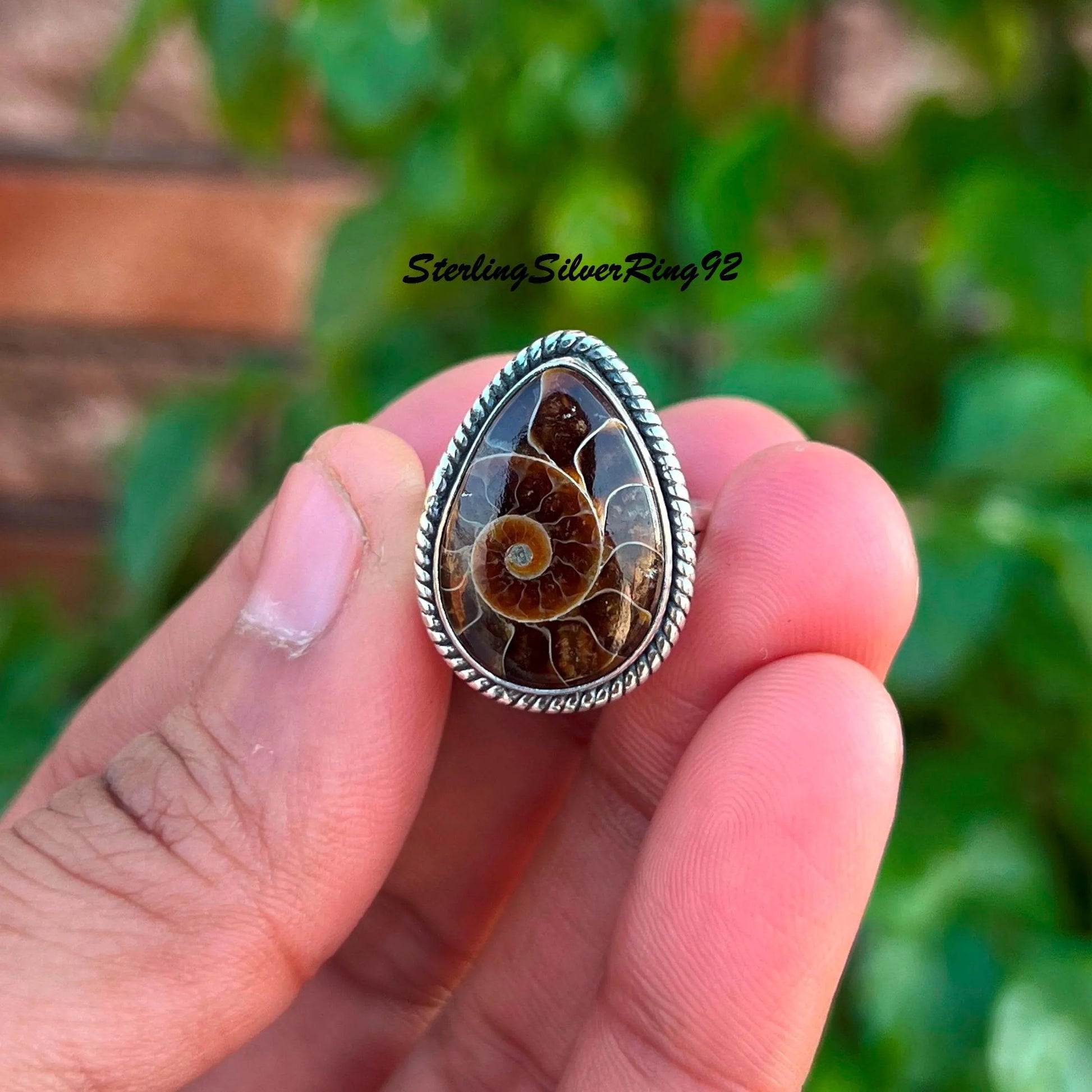 Ammonite Fossil Ring~ 925 Sterling Silver Ring