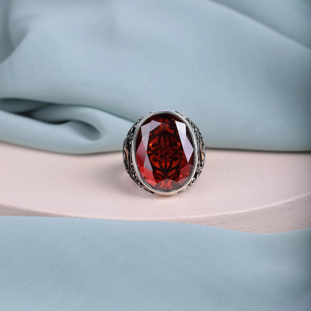 Exquisite Ottoman Style Men's Ring with Multistone
