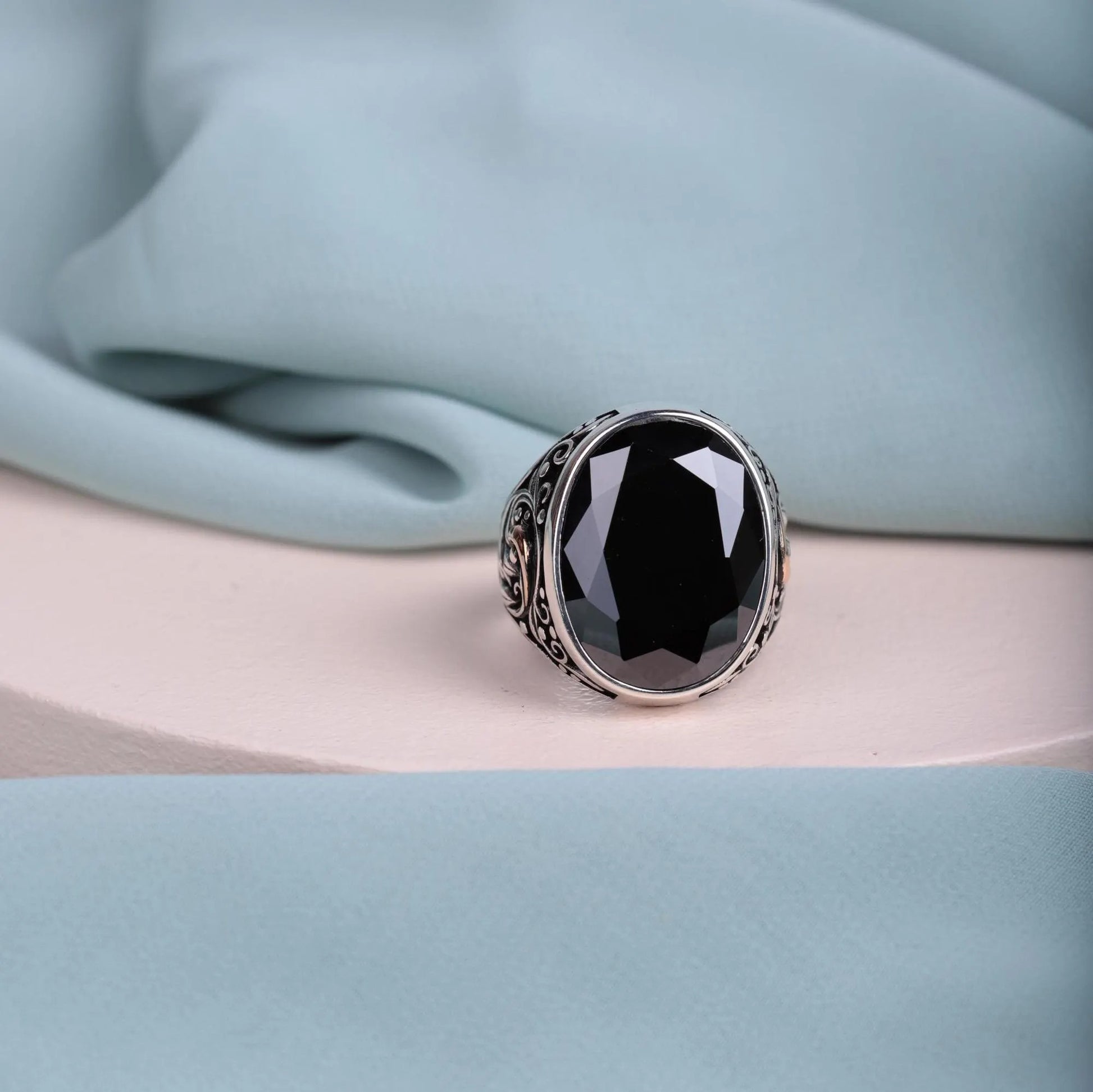 Exquisite Ottoman Style Men's Ring with Multistone