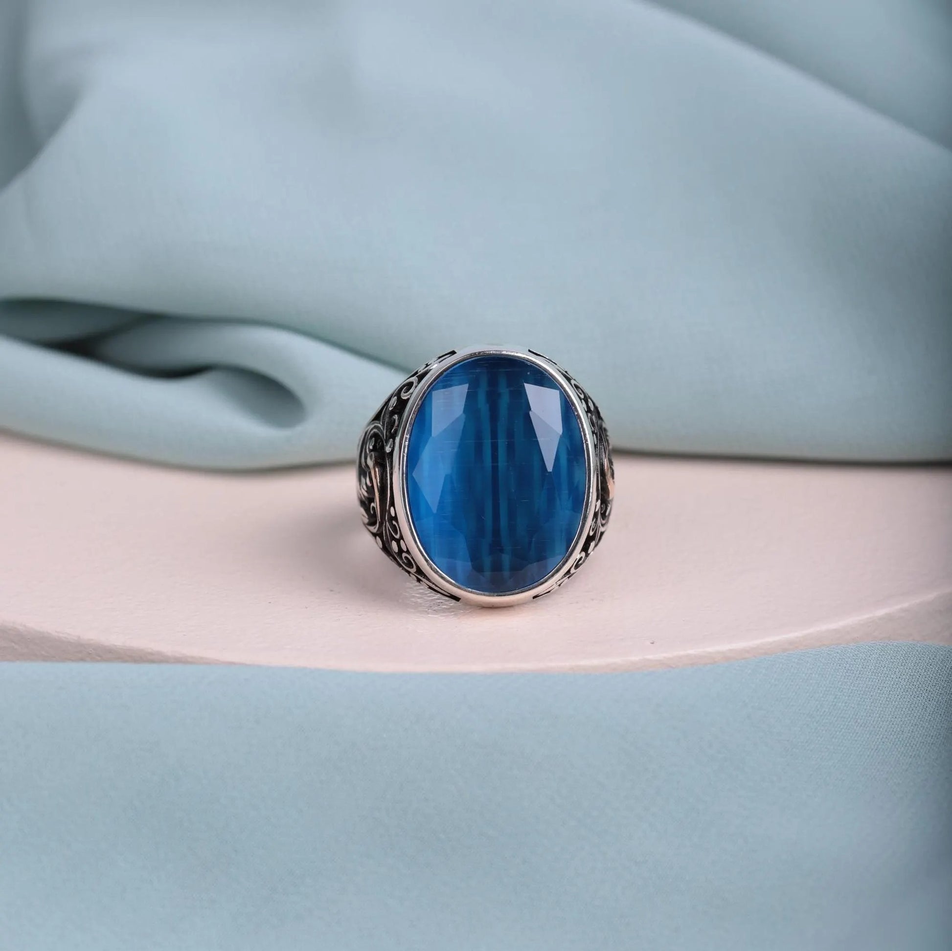 Exquisite Ottoman Style Men's Ring with Multistone