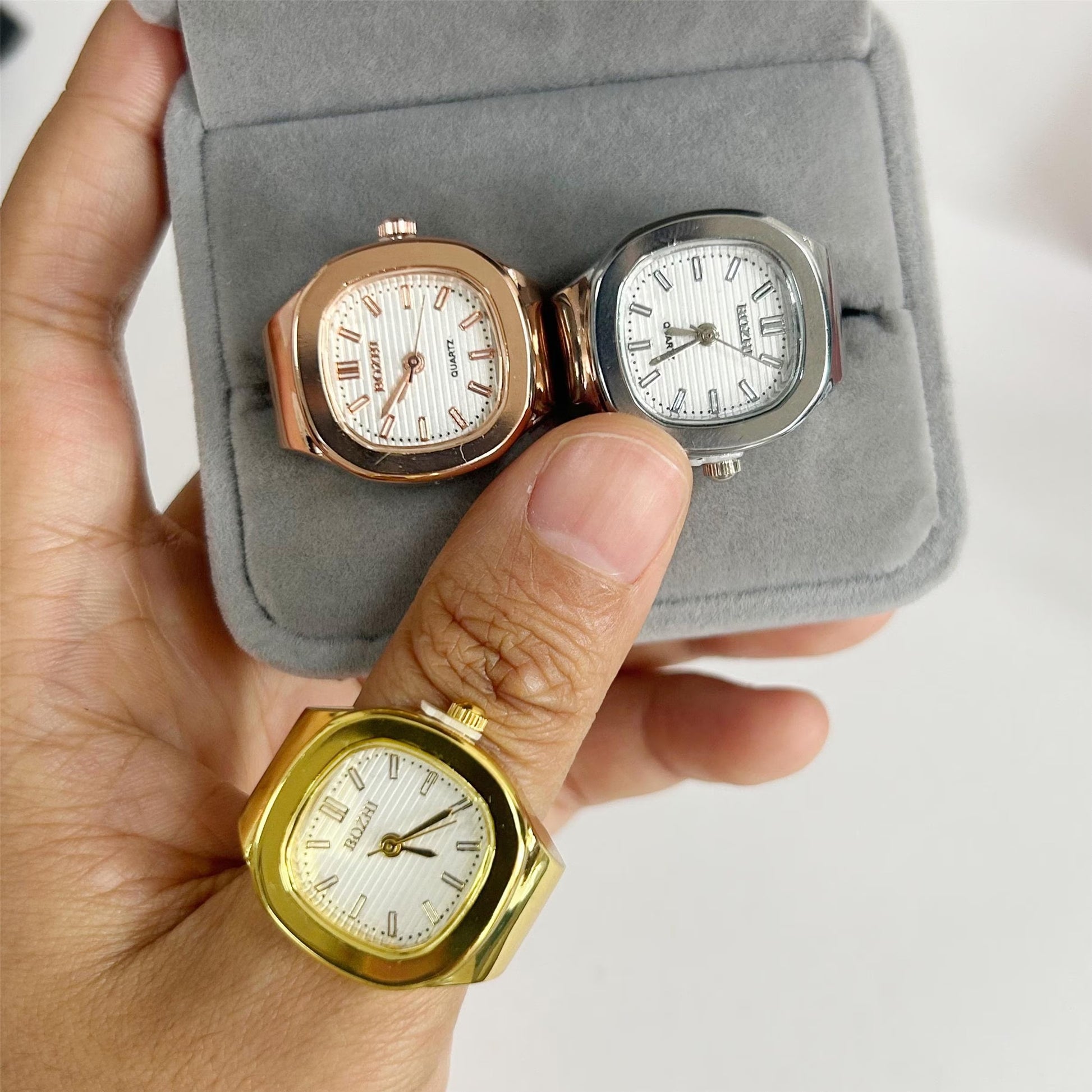 Mini Retro Punk Square Ring Watch