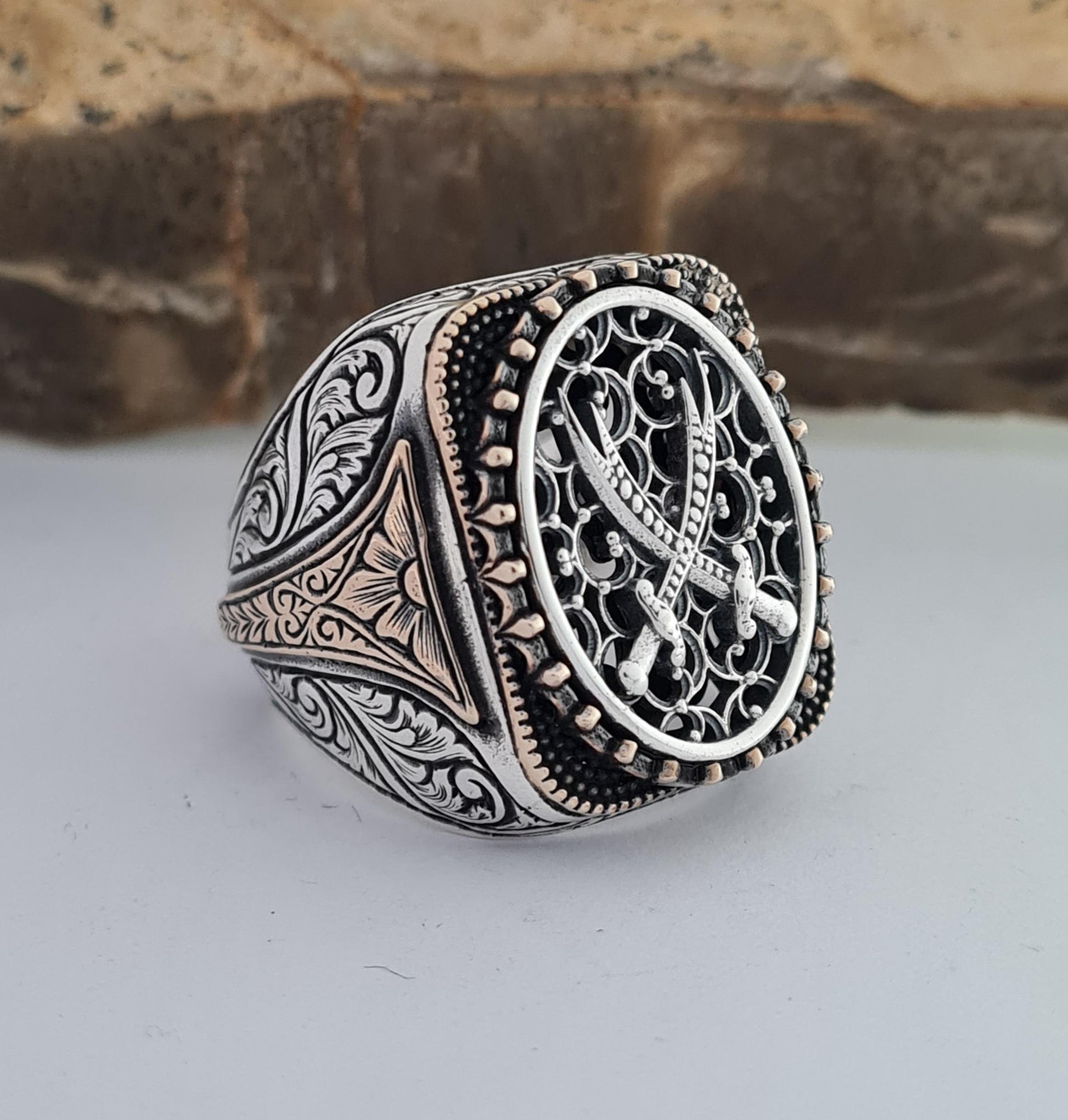 Handmade Silver Zulfiqar Ring for Men