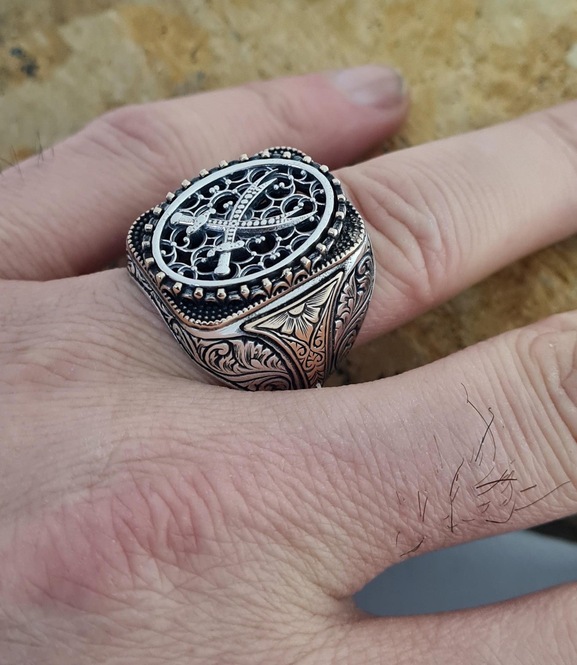 Handmade Silver Zulfiqar Ring for Men