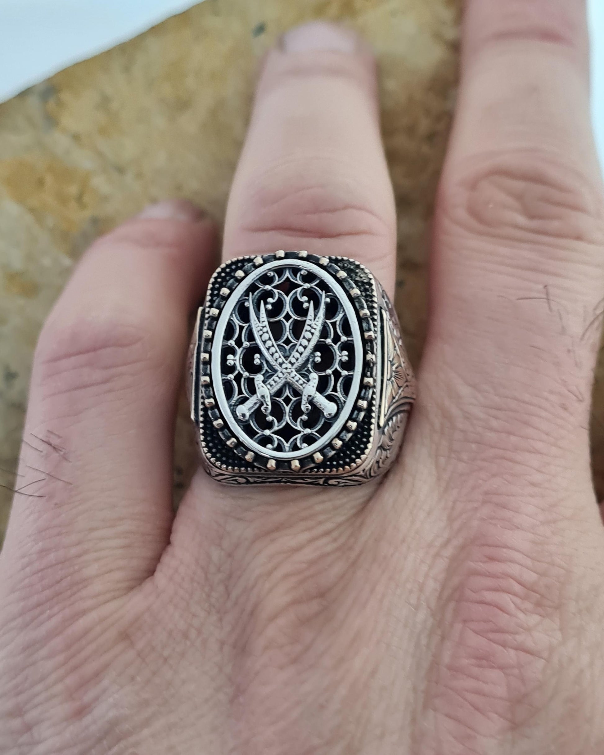 Handmade Silver Zulfiqar Ring for Men