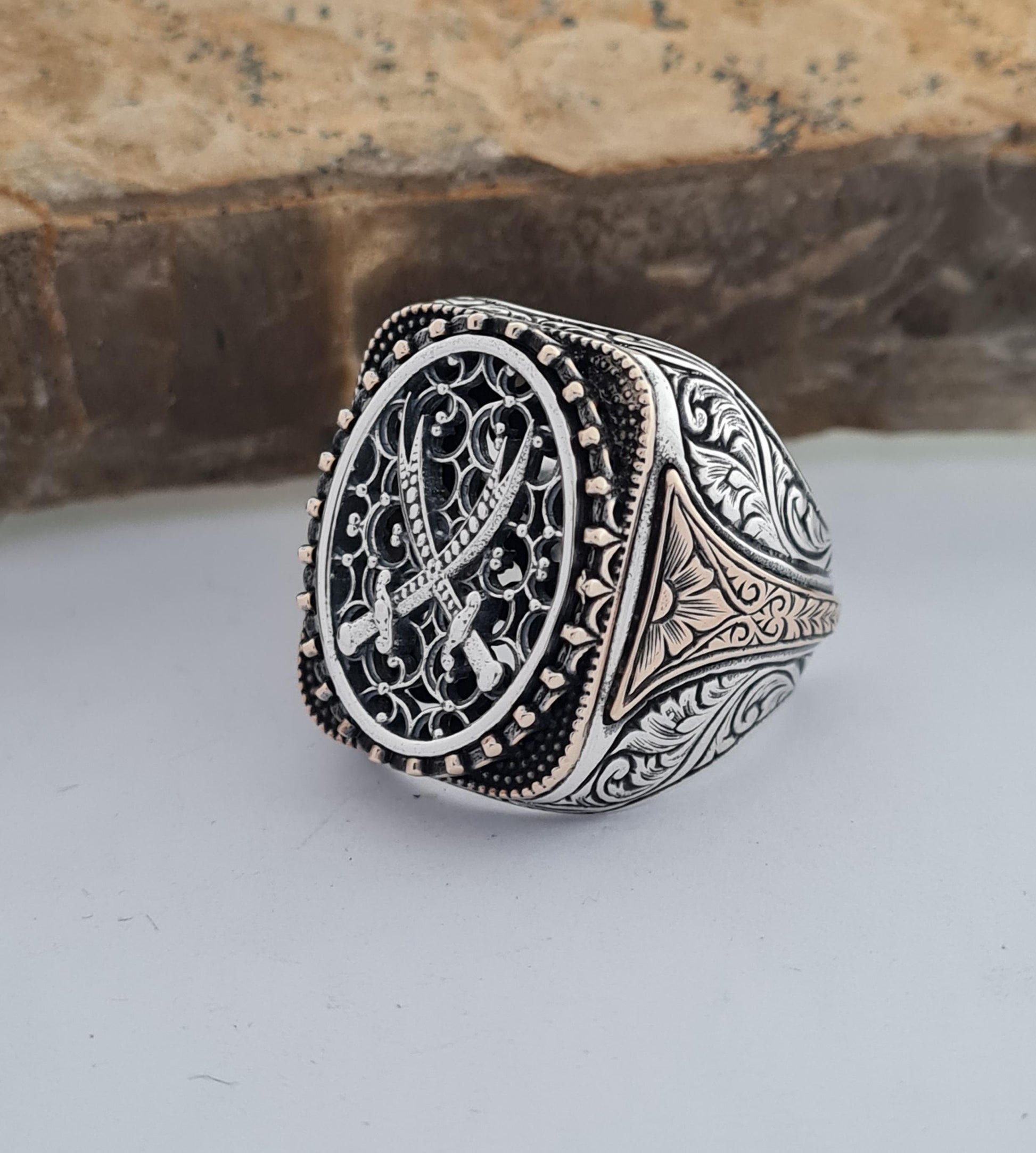 Handmade Silver Zulfiqar Ring for Men