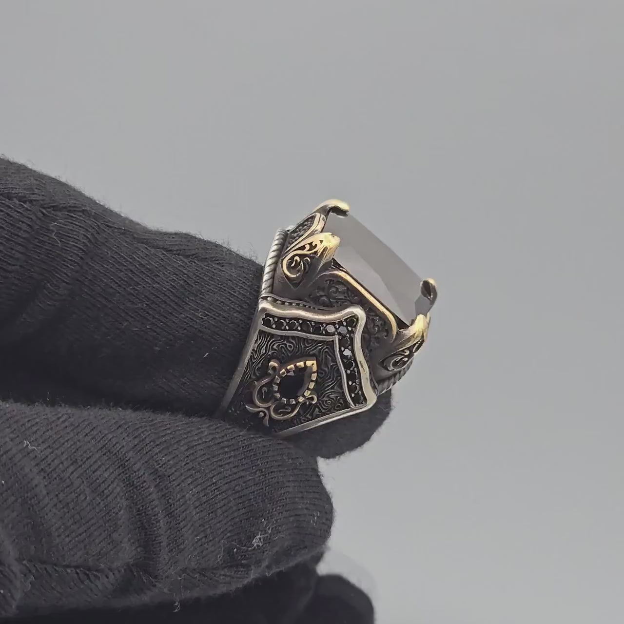 Men Black Onyx Stone Ring