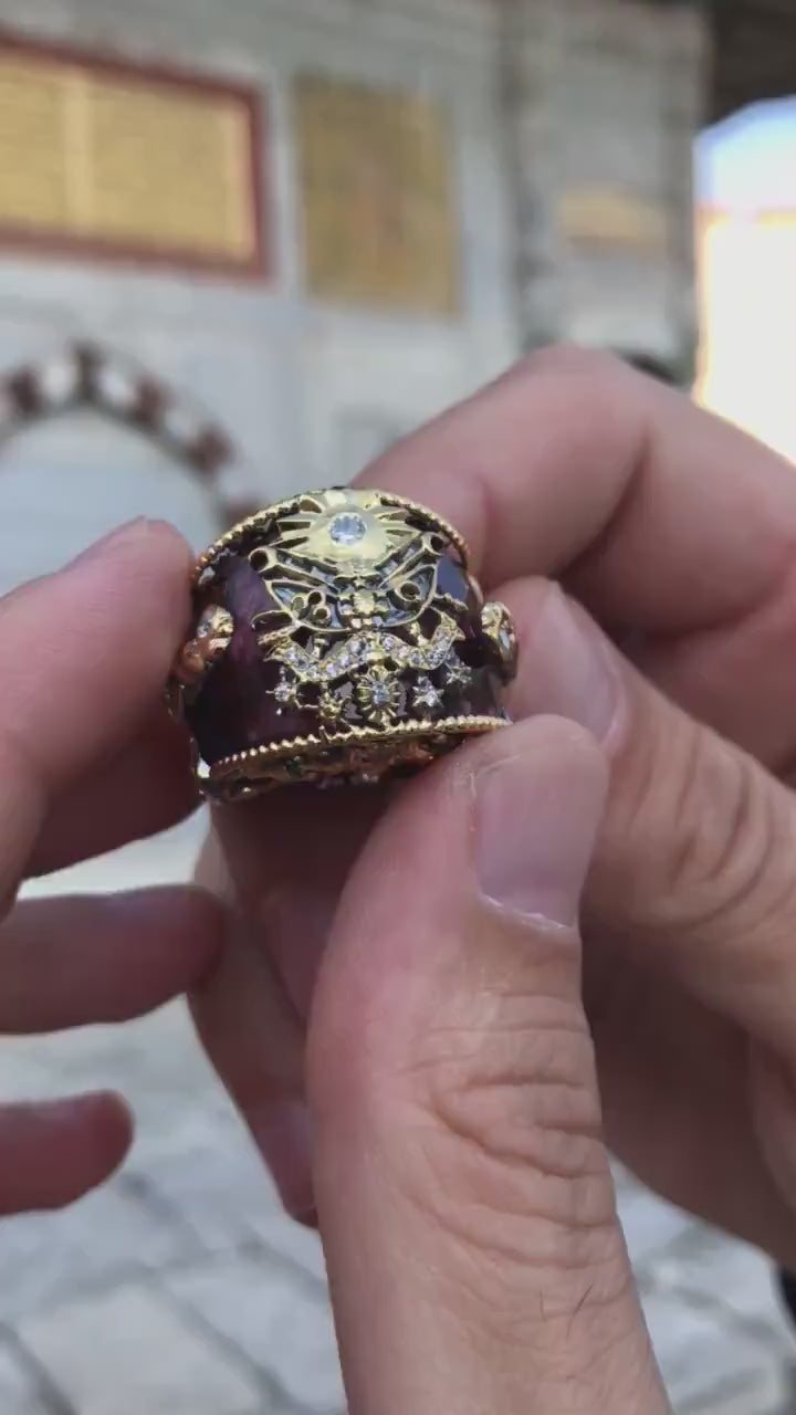 Men Warrior Smoky Brown Stones Ring