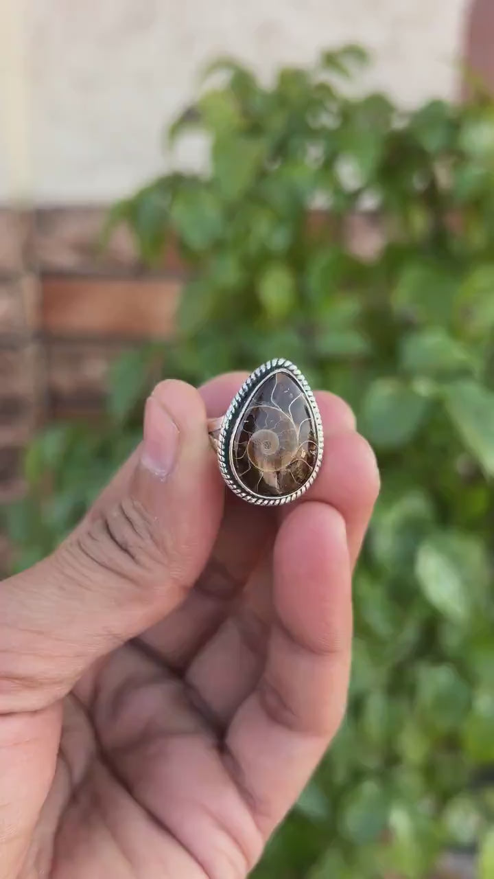 Ammonite Fossil Ring~ 925 Sterling Silver Ring