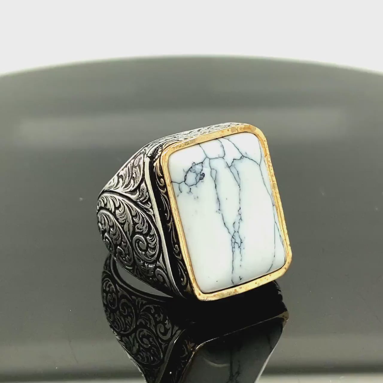 Turquoise Natural Stone Men Rings