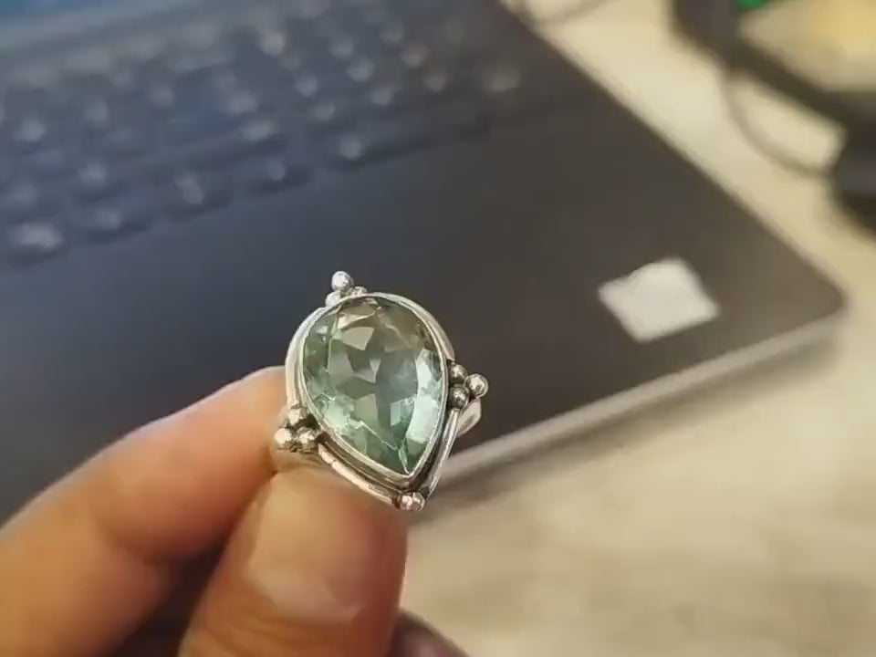 Aquamarine Ring 925 Silver Ring