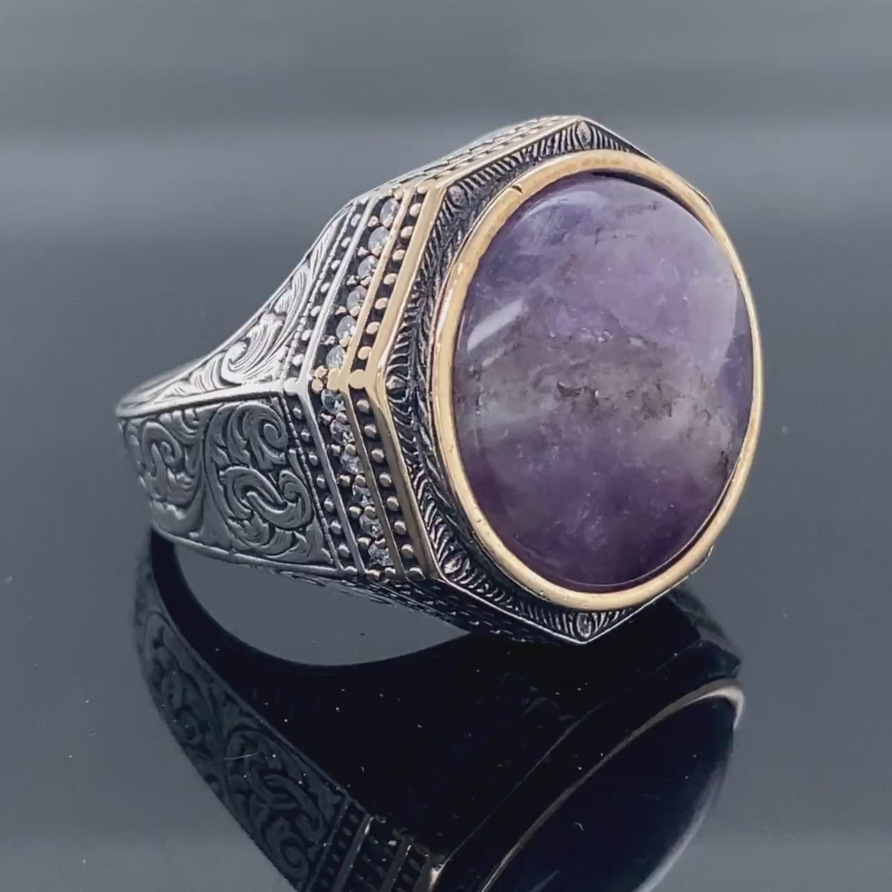 Natural Amethyst Men's Ring