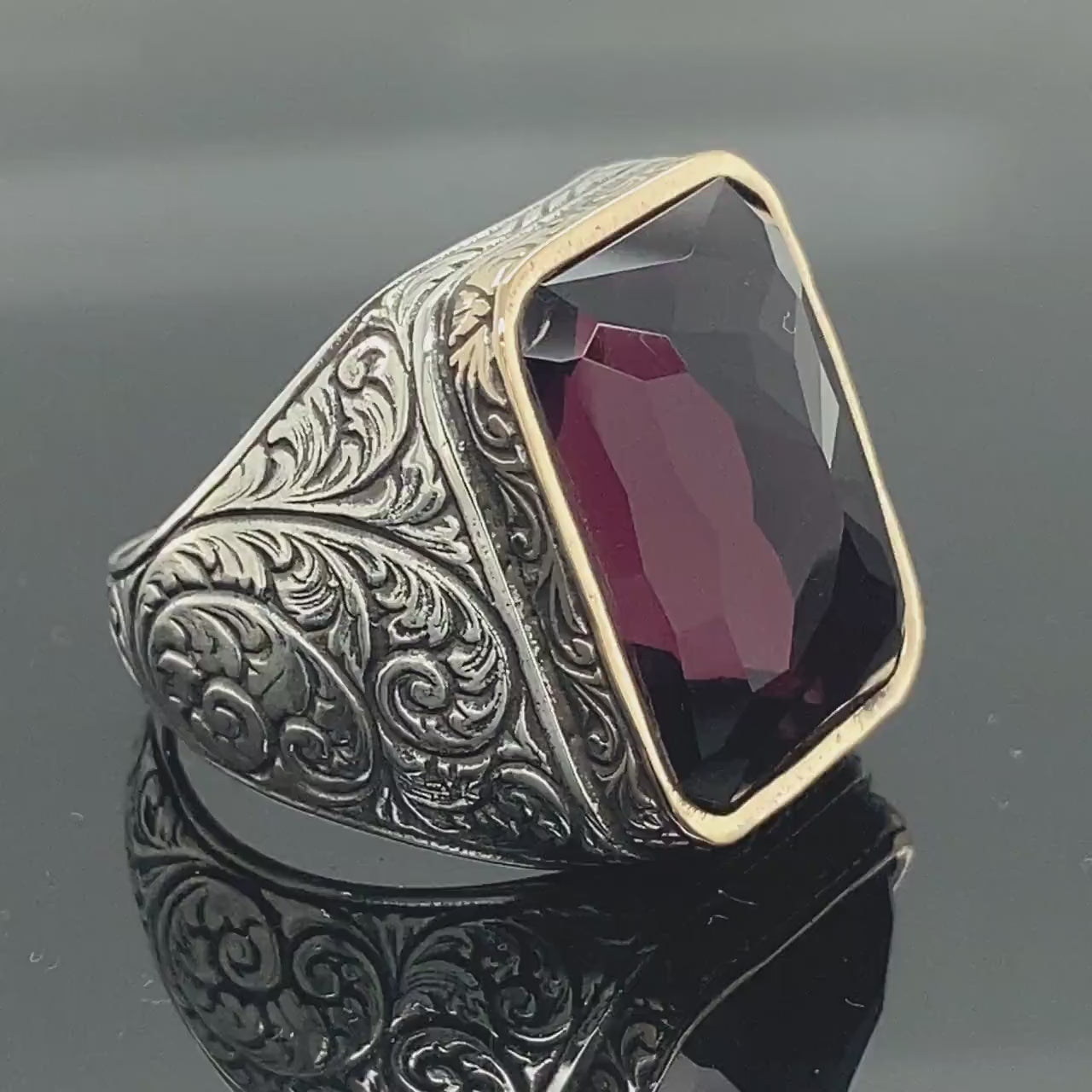 Mens Handmade Amethyst Men's Ring