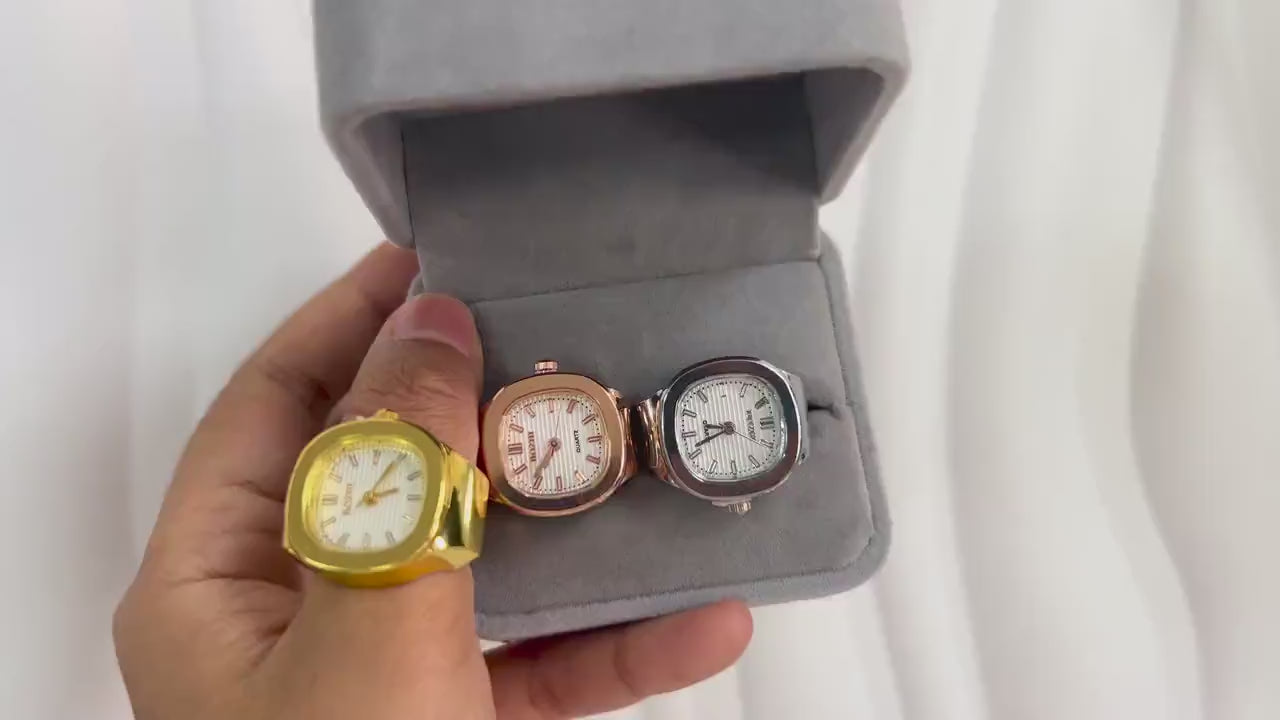 Mini Retro Punk Square Ring Watch