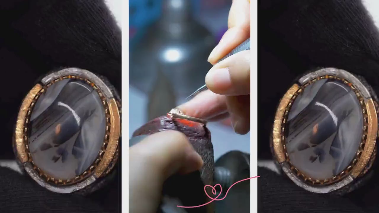 Handcrafted Luxury Men's Ring with Yemeni Agate