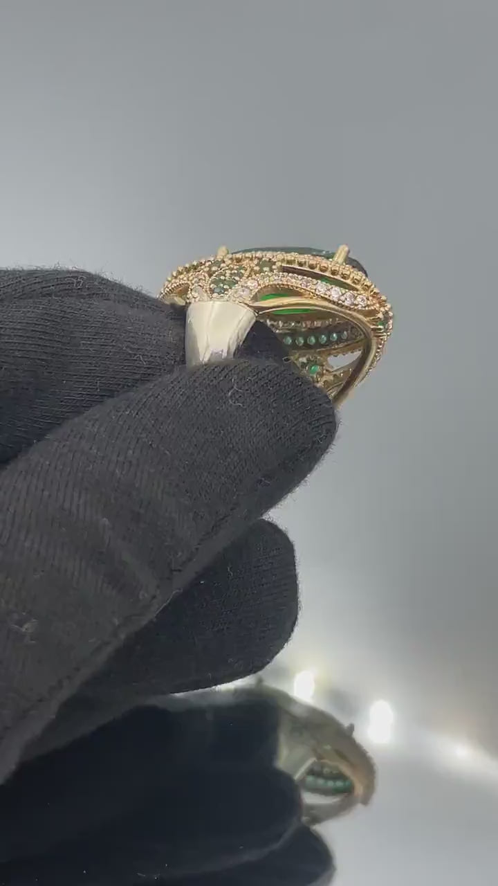 Women Emerald Silver Ring