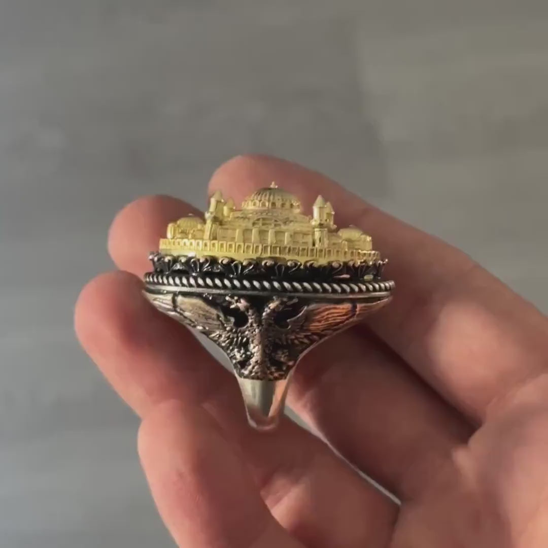 Hagia Sophia Mosque Silver Large Mens Ring