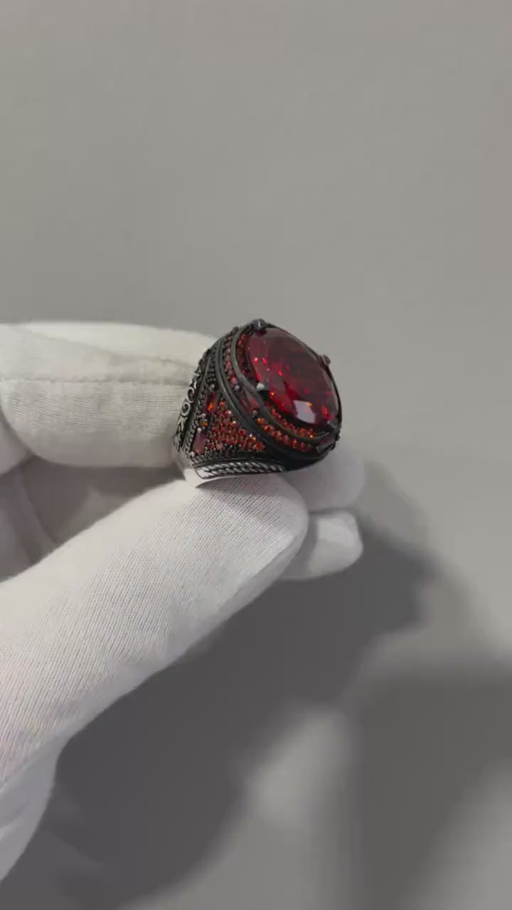Ruby Ring, Handmade Men's Ring