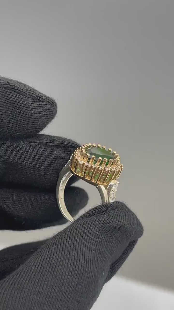 Women Emerald Silver Ring