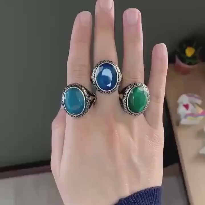 Silver Onyx Stone Ring