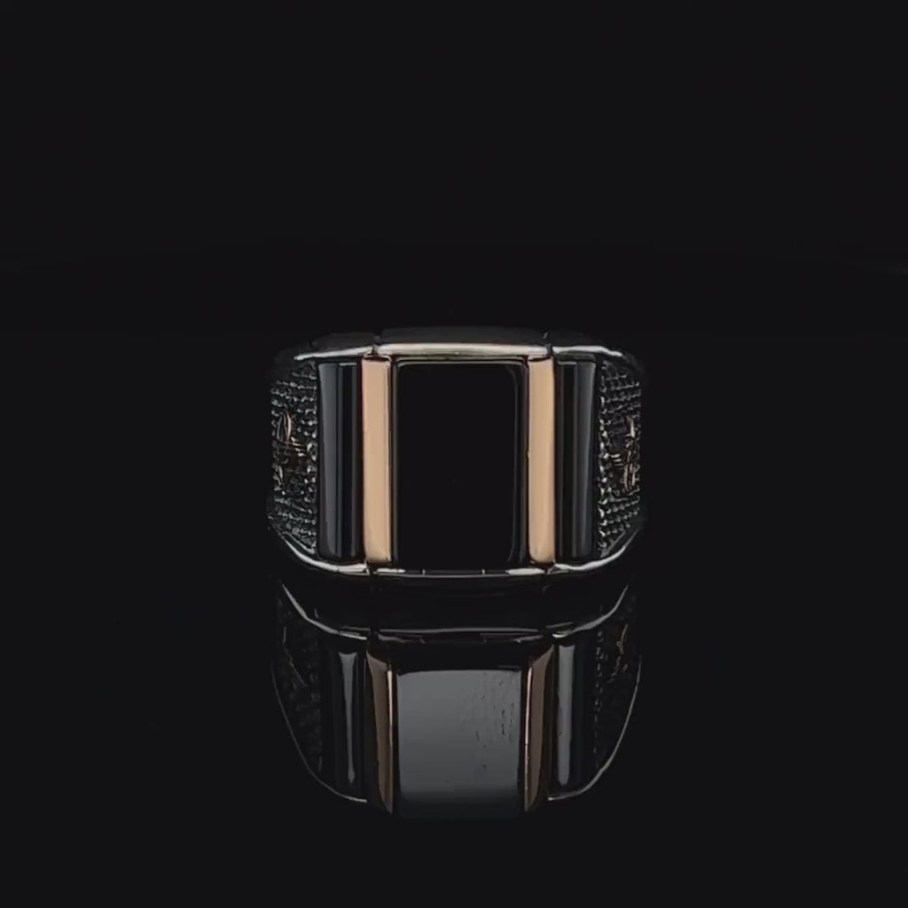 Black Gemstone Custom Sterling Silver Ring