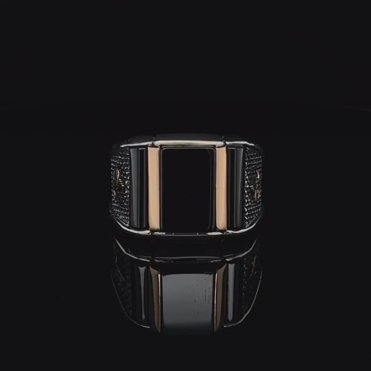 Black Gemstone Custom Sterling Silver Ring