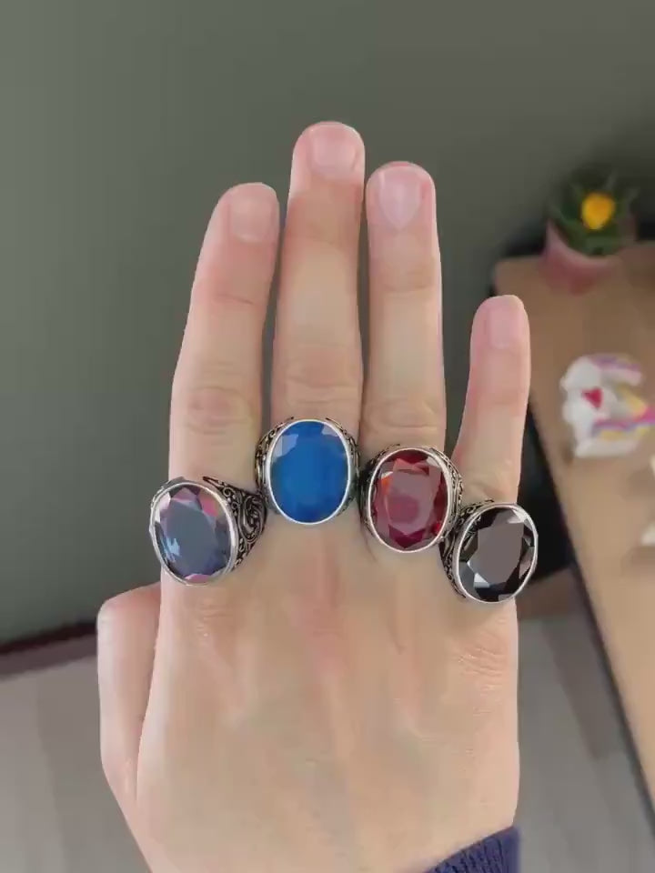 Exquisite Ottoman Style Men's Ring with Multistone