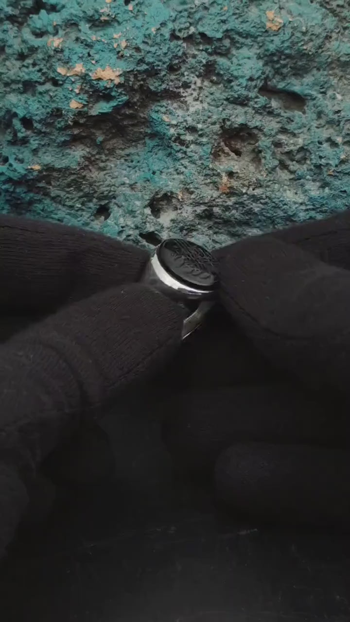 Unique Handmade Silver Men's Ring with carved