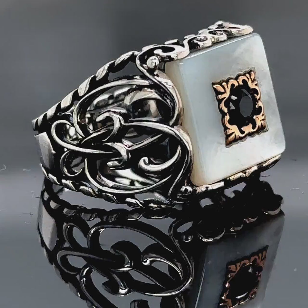 Mother of Pearl Ring Men