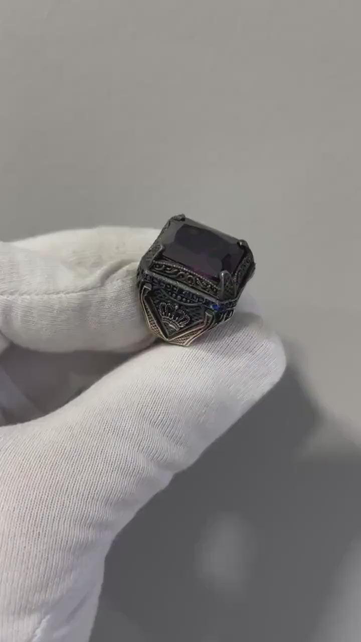 Amethyst Men' Handmade Ring